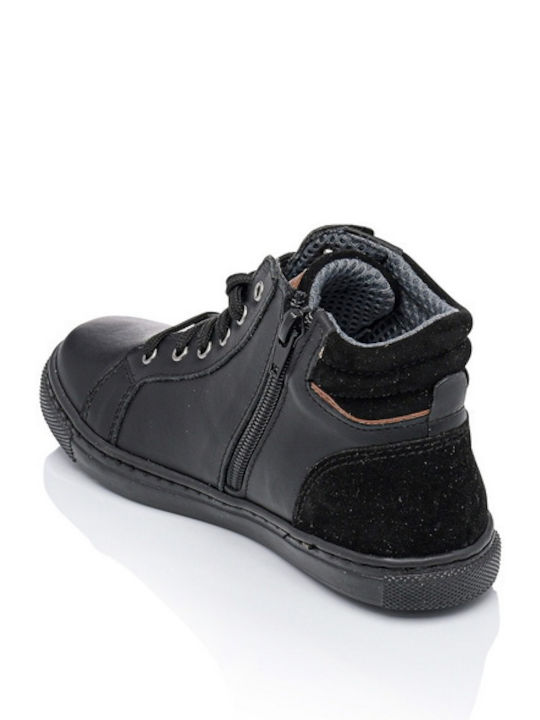Scarpy Ghete Copii din Piele cu Șireturi Negre