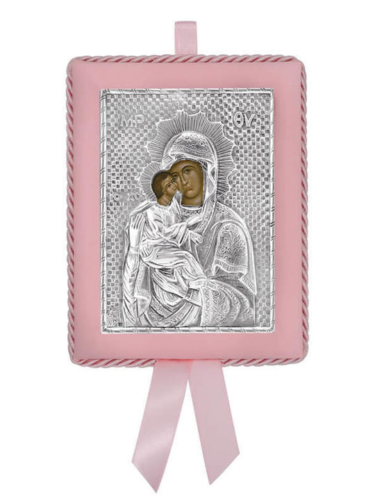 Silver Image Newborn Girl Virgin Mary of Akathist 14.5x11.5cm