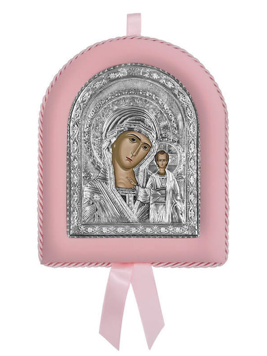Silver Image Newborn Girl Virgin Mary Kazanskaya 17x14cm