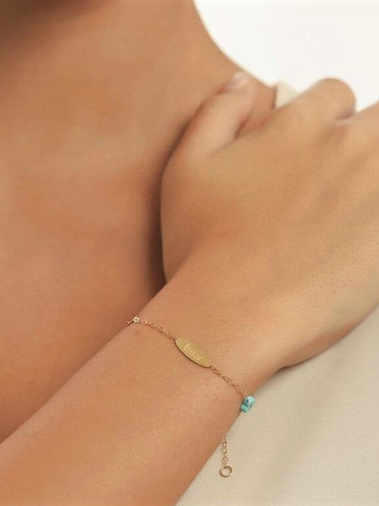 Eforo Kids Bracelet Chain Κ14 Boy from Gold 14K with Figure & Evil Eye