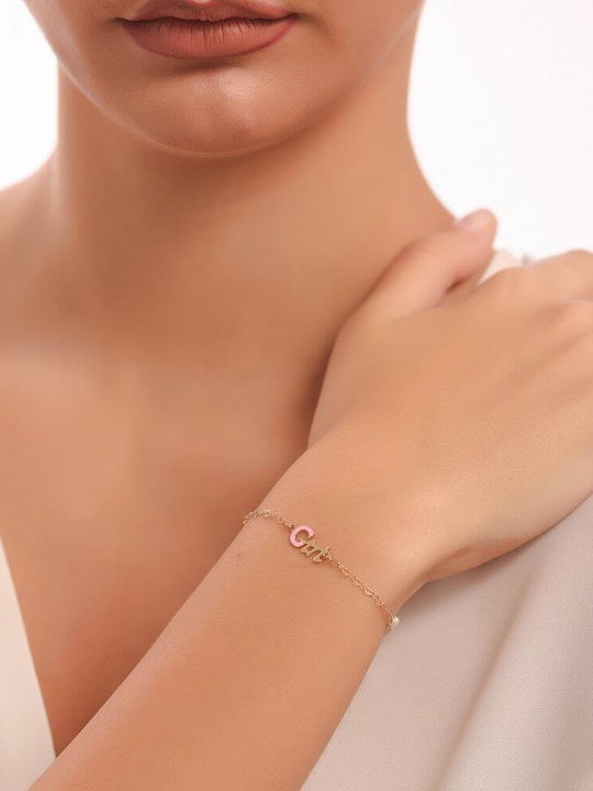 Eforo Kids Bracelet Chain Κ14 Girl from Gold 14K with Baby Girl