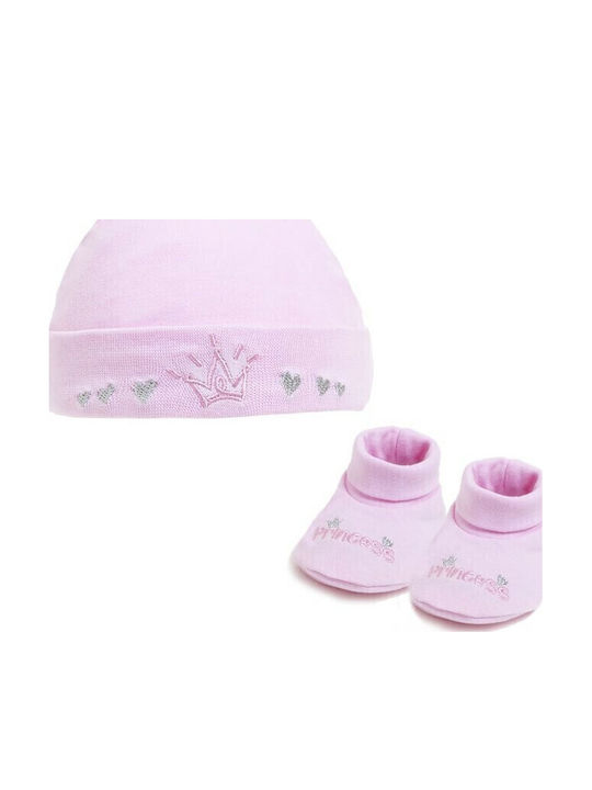 Soft Touch Kids Beanie Set with Socks Fabric Pink for Newborn 2pcs