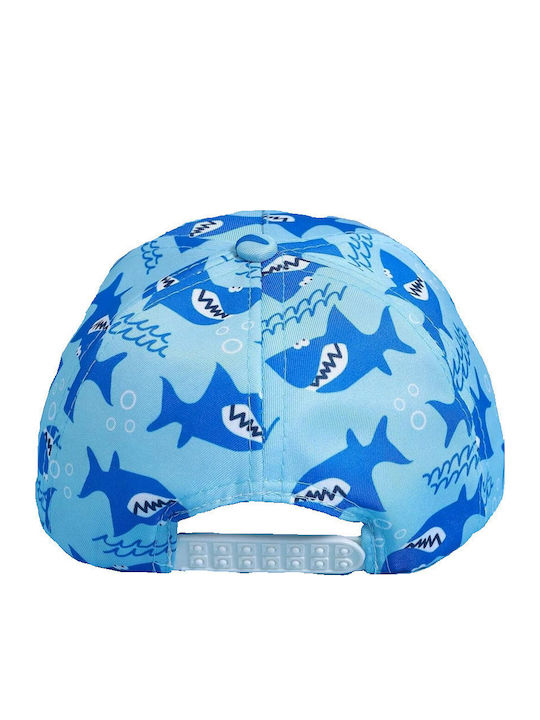Fabric Kids' Jockey Hat Light Blue Sharks 52-54cm 4-10 Years Tatu Moyo