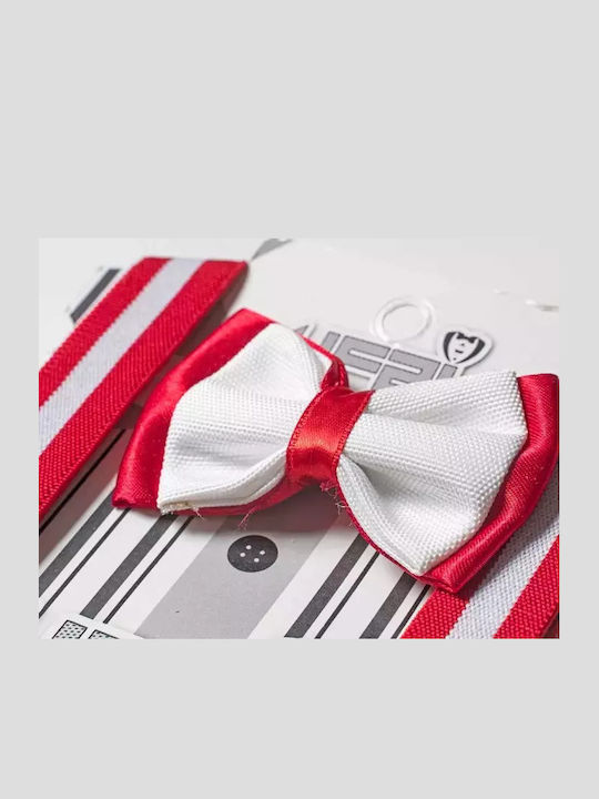 Παιδικό Σετ Τιράντες Παπιγιόν Αγόρια Silk Κόκκινο-άσπρο