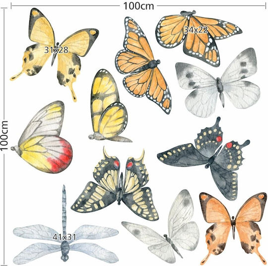 Kinder Wandsticker Set Schmetterlinge Libelle 100x100cm