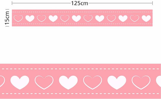 Pink Heart Wall Border 125x15cm