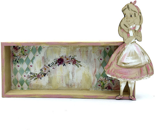 Handmade Wooden Framed Alice in Wonderland Set 3 Pink Kids Wall Art