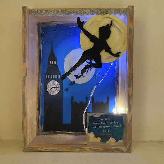 Beleuchteter Gerahmter Led Peter Pan Kinder Wandkunst
