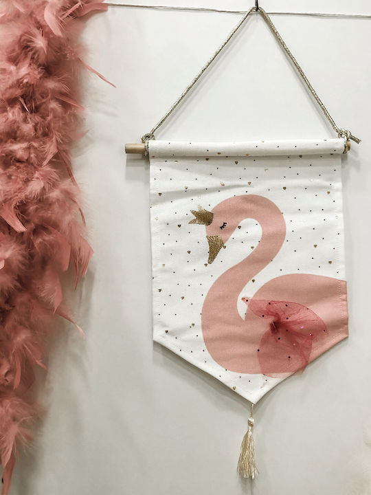 LiebeQueen Banner Decorativ pentru Copii Lebăda Roz din Țesătură