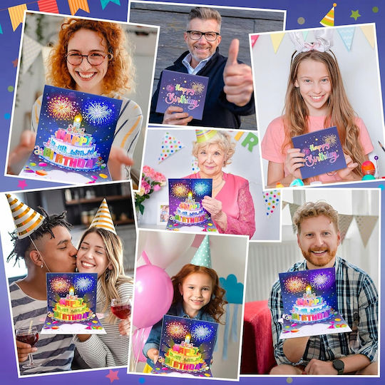Geburtstagskarte Spielende Melodie Licht LED Kuchen Auspusten Kerze Magie