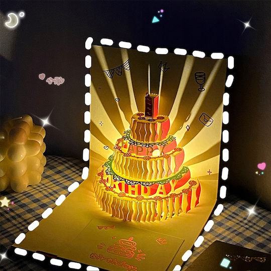Beautiful Birthday Card Music Light Led Cake Magical Glowing