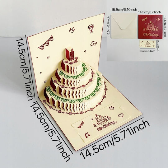 Beautiful Birthday Card Music Light Led Cake Magical Glowing