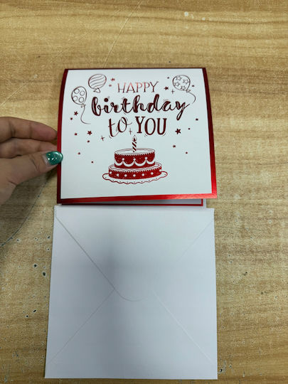 Card De Ziua De Naștere Care Cântă Tort Luminos Lumânare Led Roșie