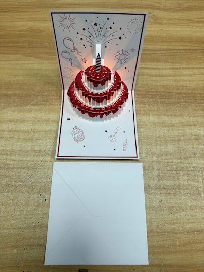 Card De Ziua De Naștere Care Cântă Tort Luminos Lumânare Led Roșie