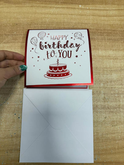 Card De Ziua De Naștere Care Cântă Tort Luminos Lumânare Led Roșie