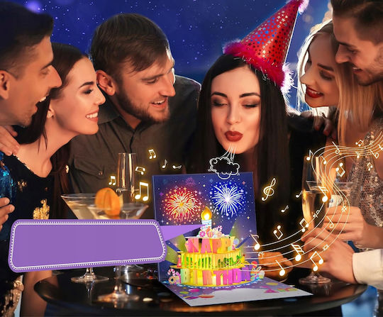 Geburtstagskarte Spielende Melodie Licht LED Kuchen Auspusten Kerze Magie