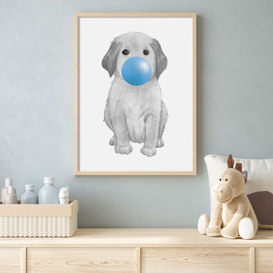 Poster Posters Puppy Blue Bubble Paper 15x20cm