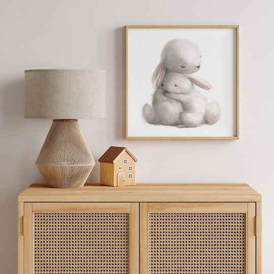 Posters Poster White Hugging Bunny Paper 100x100cm