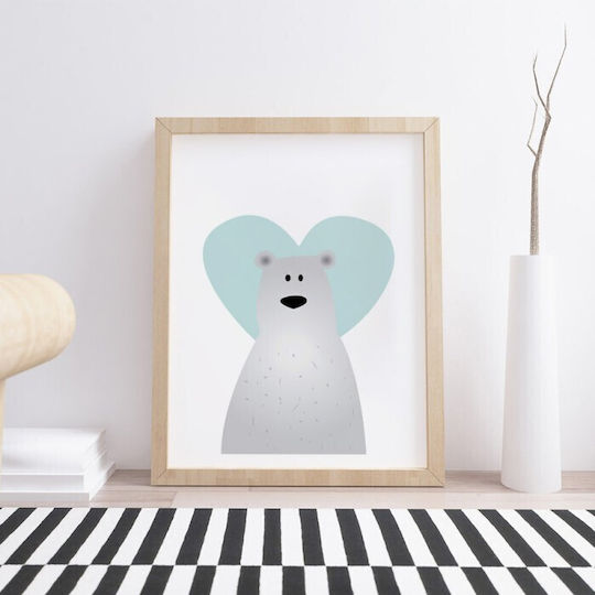 Poster Bear Blue Heart Paper 15x20cm