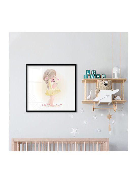 Αφίσες Poster Κοριτσάκι Ροζ Λουλούδια Χαρτί 60x60cm