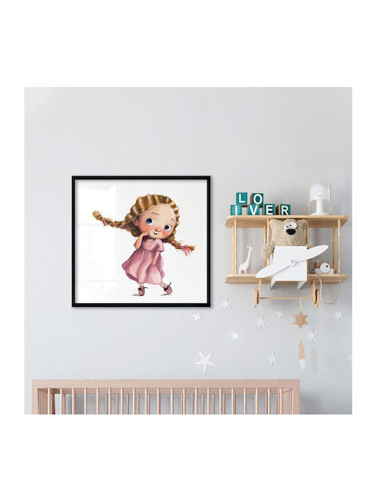 Детски плакати Poster Коте момиче Къдрици Хартия 90x90см