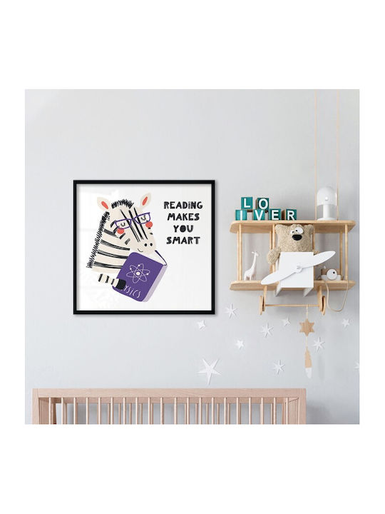 Zebra Reading Paper Kids Poster 40x40cm