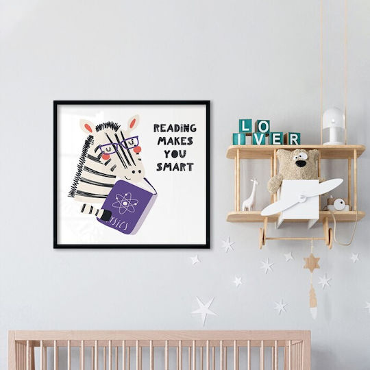 Zebra Reading Paper Kids Poster 40x40cm