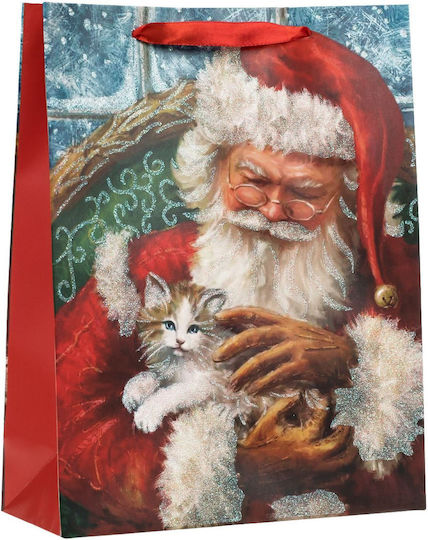 Claus Paper Christmas Bag for Gift Multicolored 26x32x10cm.
