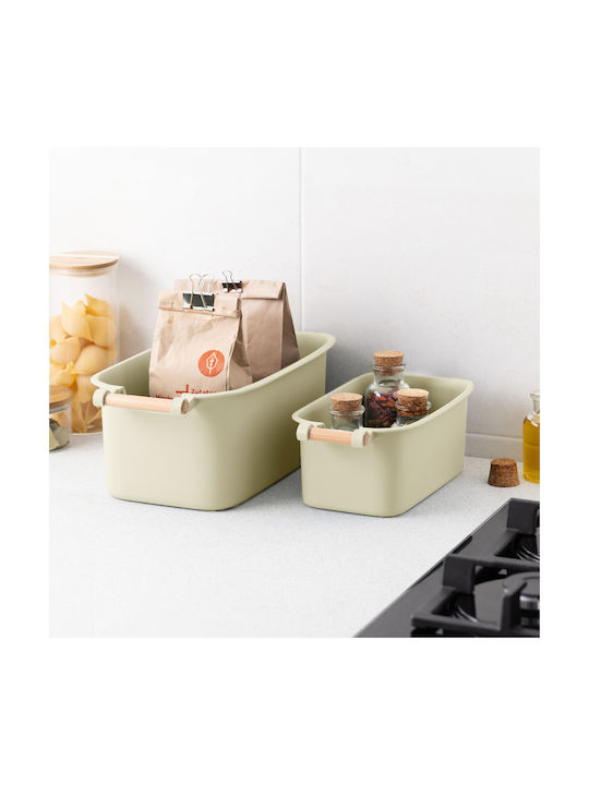 Navaris Set 4 Cutii De Prânz Din Plastic Cu Mâner Din Lemn Crem 56126.02