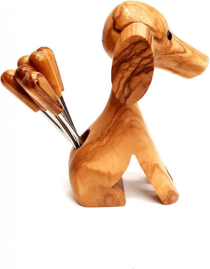 Wooden Art Handmade Dog Olive Wood Forks 6 Pieces 0465