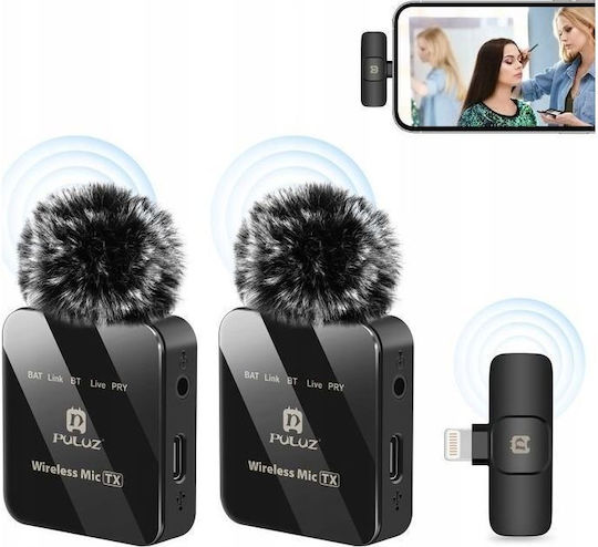 Puluz PU647B Seturi Wireless Electret Microfon Πέτου, Clip On pentru Cameră