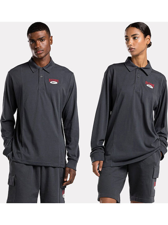 Archive Essentials Polo Long Sleeve Blouse Gray