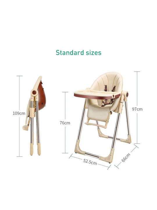 Dream House Foldable Baby Highchair with Adjustable Height Gold