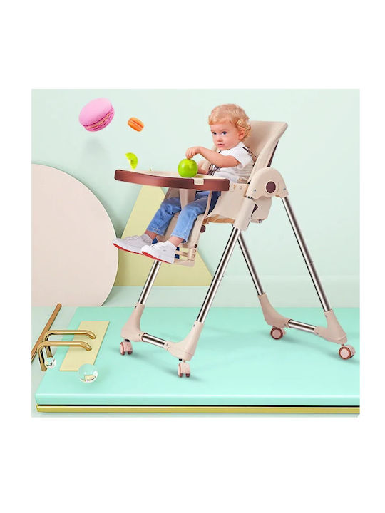 Dream House Foldable Baby Highchair with Adjustable Height Gold