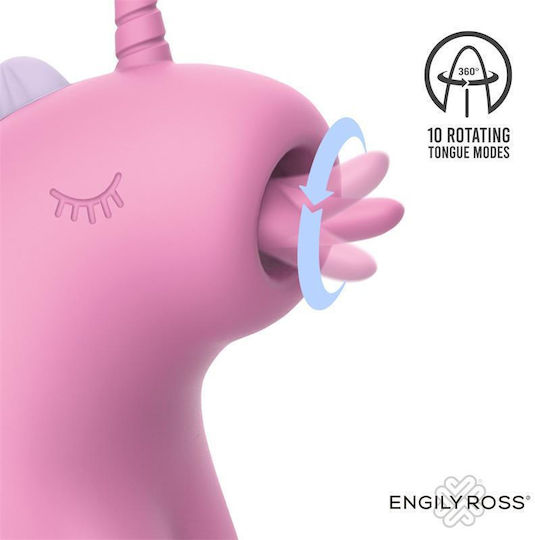 Engily Ross Cupcake Mini Δονητής Μασάζ 360º Rotating Tongue 7.8cm Ροζ