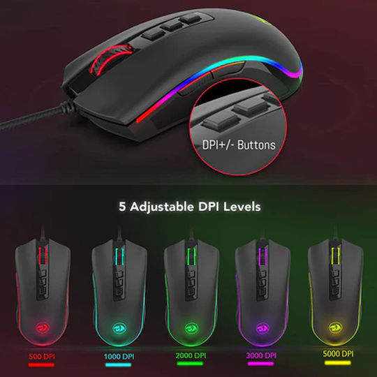 Redragon M711 Cobra V2 RGB Gaming Ποντίκι 10000 DPI Μαύρο
