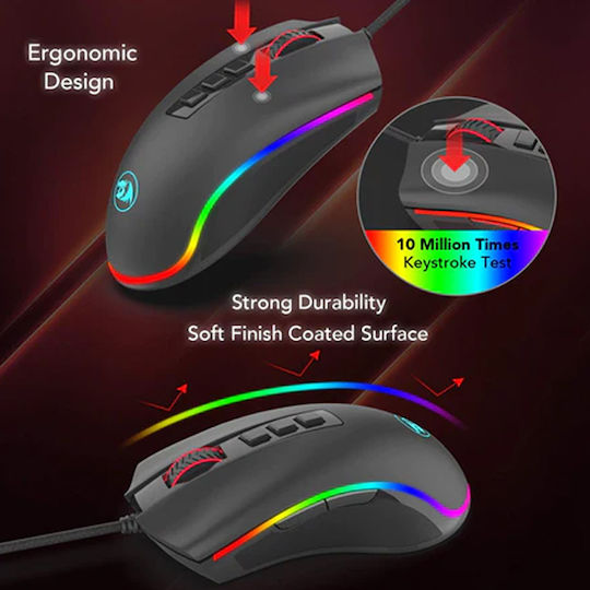 Redragon M711 Cobra V2 RGB Gaming Ποντίκι 10000 DPI Μαύρο