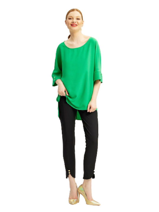 Women's Fabric Capri Trousers Slim Fit Black