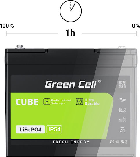 Green Cell Батерия UPS с Капацитет 200Ах и Напрежение 12.8V LFPGC12V200AH 1бр