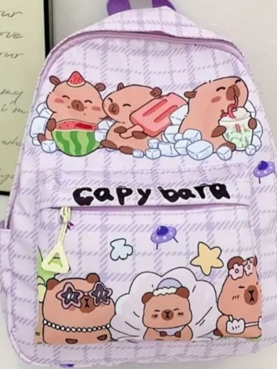 Ghiozdan școală Lila Capybara Ghiozdan școală Lila Capybara