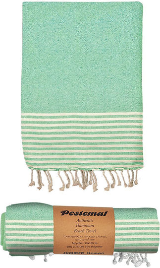 Pestemal Beach Towel Green with Fringes 90x180cm.