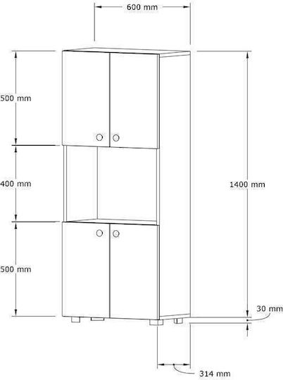 Guzel Floor Cabinet Sonoma 60x31.4x140cm