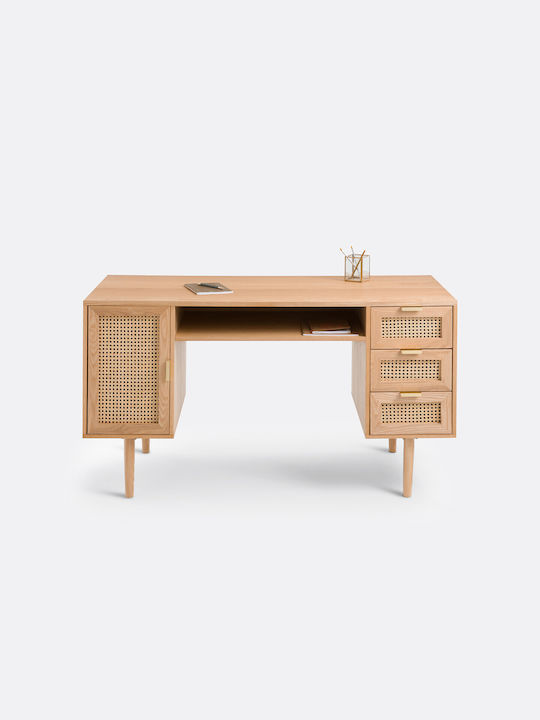 Schreibtisch Holz Oaks Ratan 140x60x77.5cm