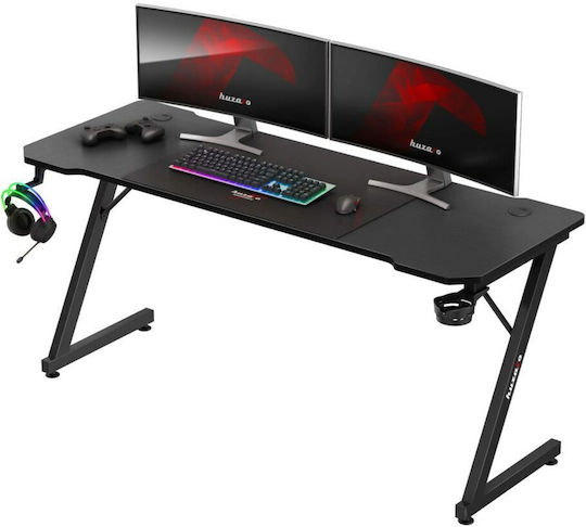 Birou Gaming Hero din Lemn Negru cu Picioare Metalice 160x60x74cm