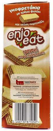enjoeat Γκοφρέτα Κρέμα Φυστίκι & Πορτοκάλι 260gr