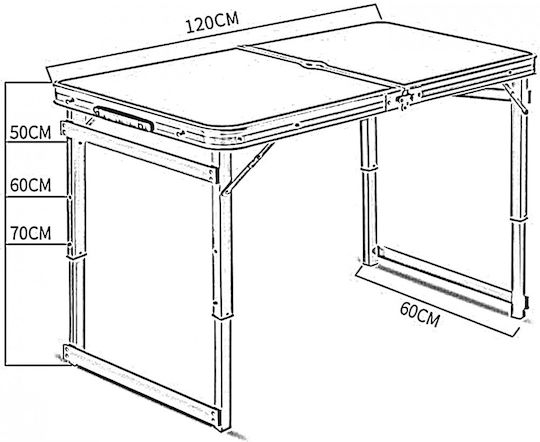 ForHome Metallic Table Set for Camping Foldable 60x120x70cm Silver