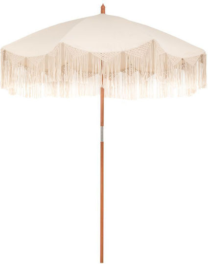 Garten & Terrassen Sonnenschirm Bodenständer Rund Aluminium Boho Beige Ø1.8m 85911