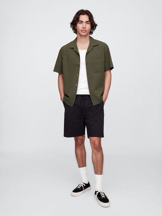 Short Sleeve Cotton Shirt Army Jacket Green