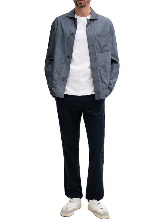 Men's Chino Elastic Slim Fit Blue Trousers