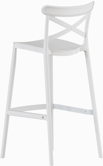 Σκαμπό Μπαρ από Πολυπροπυλένιο Elly Λευκό 49x47x100cm